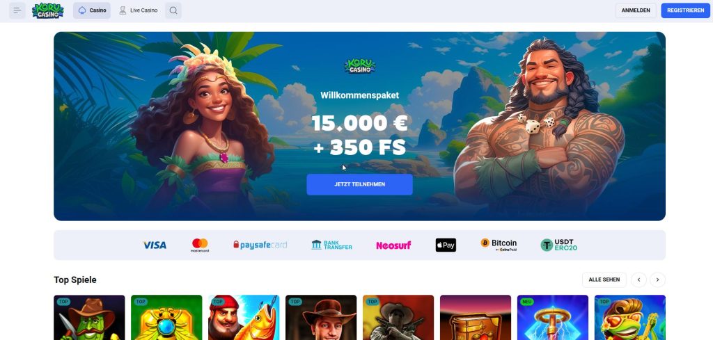 Die spiralförmige Entfaltung eines neuseeländischen Farns: Koru Casino wächst organisch und harmonisch, wobei sich seine Spiele wie junge Triebe in einem satten, lebendigen Grün entfalten
